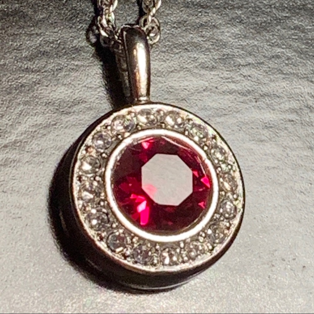 New Swarovski Birthstone Silver Necklace July Ruby